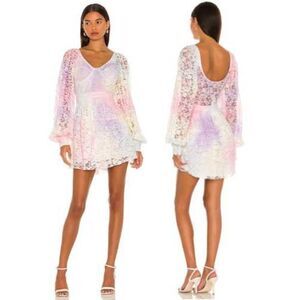 LoveShackFancy  Alela Dress. Tye Die Ombre Blush Pink Lace Dress Size 4